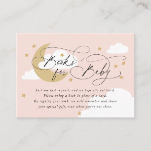 Faire-part de Baby Shower Livre Rose Lune et Étoil