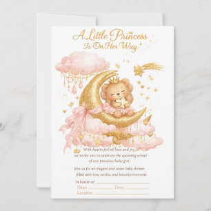 Faire-part de Baby Shower Luxueux pour Fille Rose 