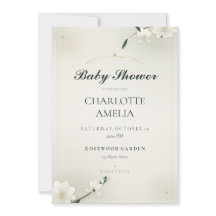 Faire-part de Baby Shower Magnolia Blanc