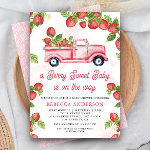 Faire-part de Baby Shower Mignon Camion de Fraises