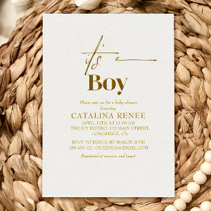 Faire-part de Baby Shower Minimaliste Glam Gold