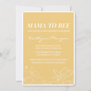 Faire-part de baby shower moderne jaune abeille