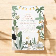 Faire-part de Baby Shower Modifiable Safari Jungle