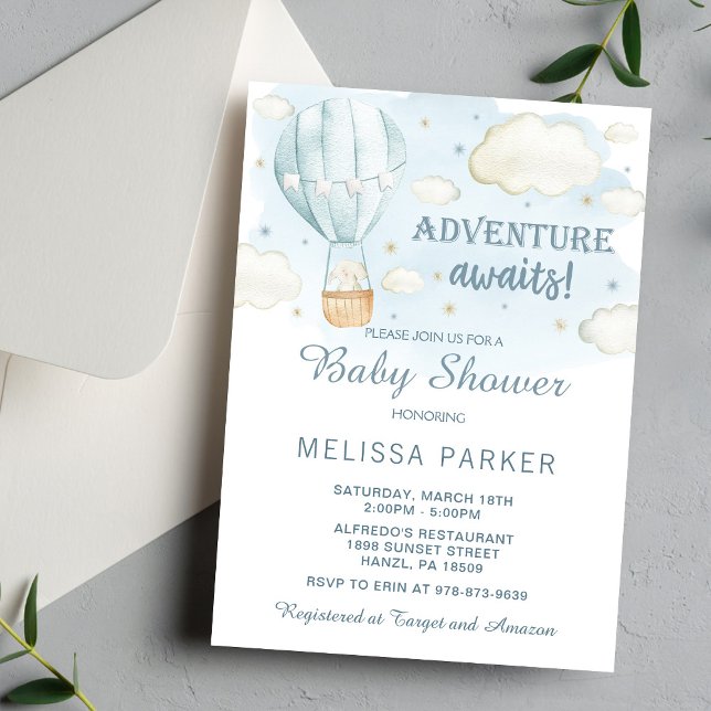 Faire-part de Baby Shower Montgolfière | Aventure (Créateur téléchargé)