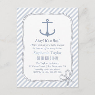 Faire-part de Baby Shower Nautique Ancre Moderne