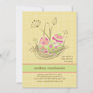 Faire-part de Baby Shower Nid de la Nature