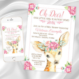 Faire-part de Baby Shower Oh Biche Bébé Fille