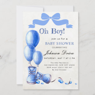 Faire-Part de Baby Shower « Oh Boy »   Aquarelle B