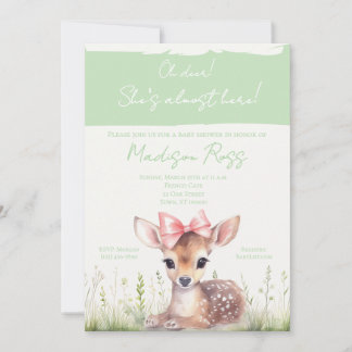 Faire-Part de Baby Shower 'Oh Cerf Elle est presqu