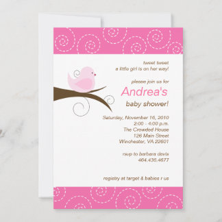 Faire-part de Baby Shower Oiseau Tourbillonnant Fi