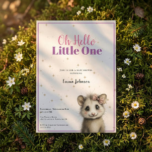 Faire-part de Baby Shower Opossum • Invitation Fil