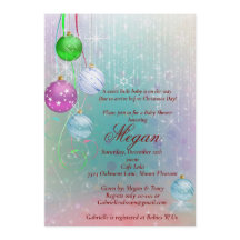 Faire-part de Baby Shower Ornement de Noël, Hiver 