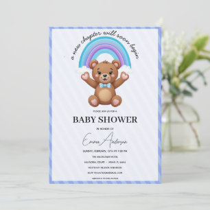 Faire-part de Baby Shower Ours en peluche Arc-en-c