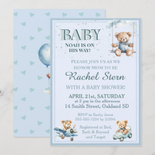 Faire-part de Baby Shower Ourson en peluche Garçon