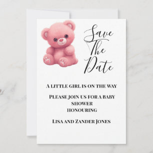 Faire-part de Baby Shower Ourson Rose pour annonce