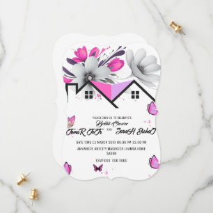 Faire-part de Baby Shower Papillon, Rose Violet Fe