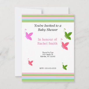 Faire-part de Baby Shower Papillons et Rayures