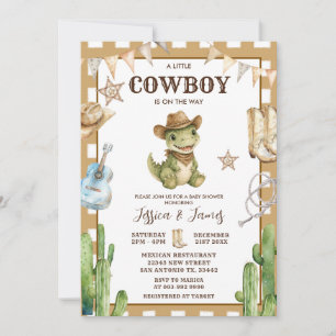 Faire-part de Baby Shower Petit Dinosaure Cow-Boy
