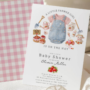 Faire-part de Baby Shower Petite Fille Fermière