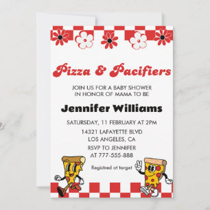 Faire-part de Baby Shower Pizza Pizza et Tétines