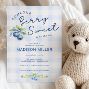 Faire-part de Baby Shower pour Bébé aux Bleuets Su