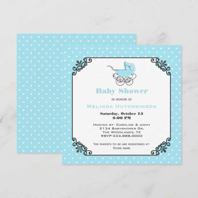Faire-part de Baby Shower pour bébé garçon élégant (Devant / Derrière)