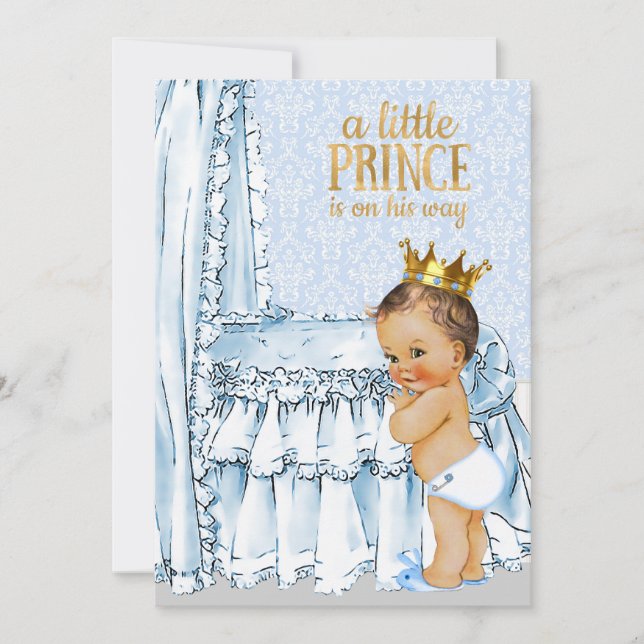 Faire-part de Baby Shower pour bébé prince garçon  (Devant)