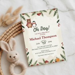 Faire-part de Baby Shower pour garçon Oh Boy Woodl