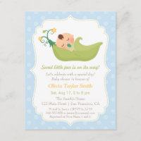 Faire-part de Baby Shower pour Garçon Petit Pois d