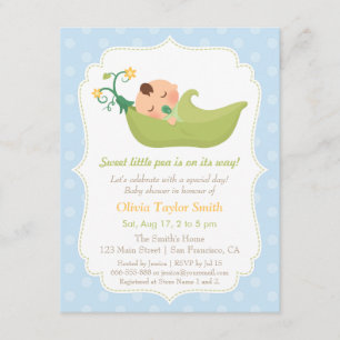 Faire-part de Baby Shower pour Garçon Petit Pois d
