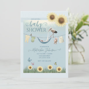 Faire-part de Baby Shower pour Garçon Tournesol et