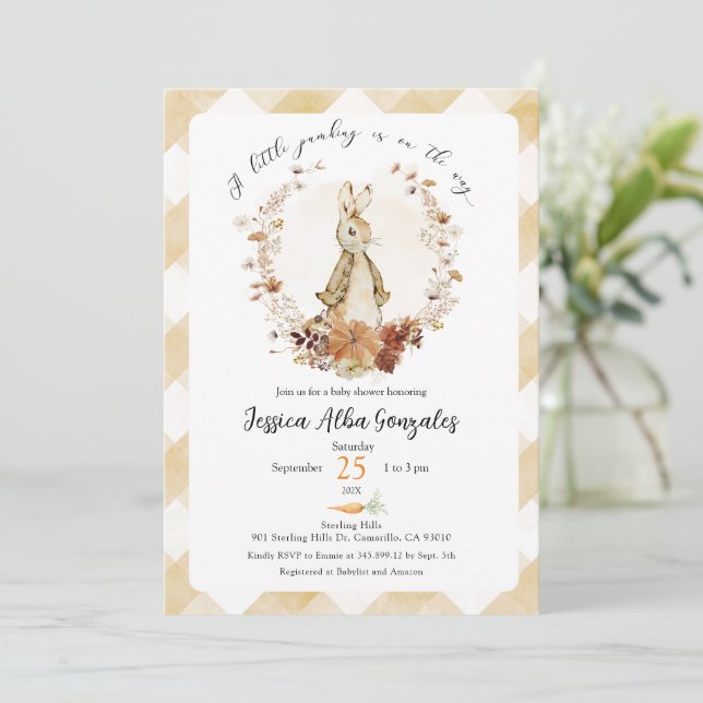 Faire-part de Baby Shower pour l'arrivée d'une pet (Debout devant)