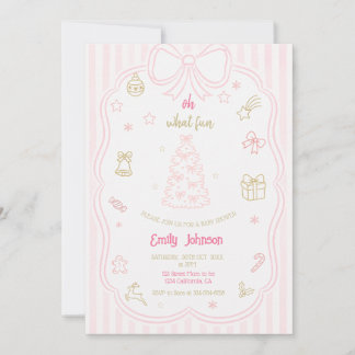 Faire-part de Baby Shower pour Noël Rose