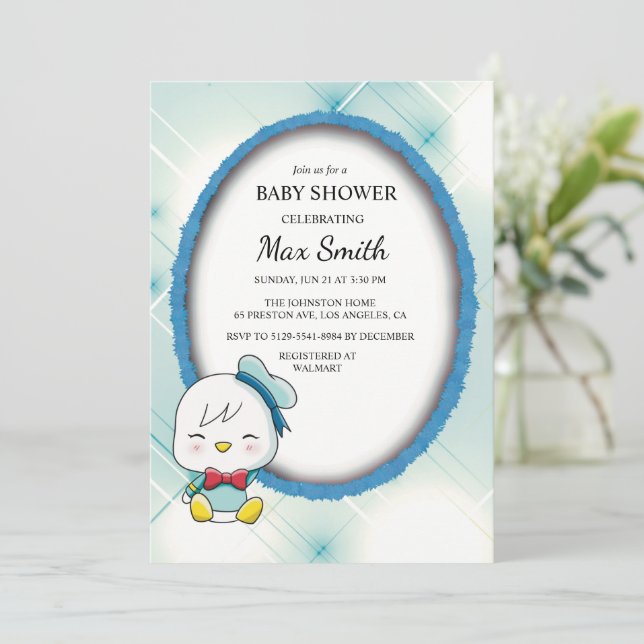 Faire-part de Baby Shower pour un adorable petit c (Debout devant)