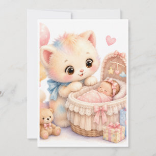 Faire-part de Baby Shower pour un Petit Chat au La