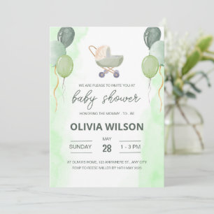 Faire-part de Baby Shower poussette, Bohème Mixte