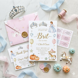 Faire-part de Baby Shower Princesse Royale, Rose &