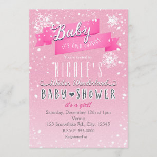 Faire-part de Baby Shower Rose BÉBÉ IL FAIT FROID 