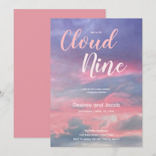 Faire-part de Baby Shower Rose Bleu Cloud Nine pou