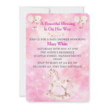 Faire-part de baby shower Rose Chinoiserie