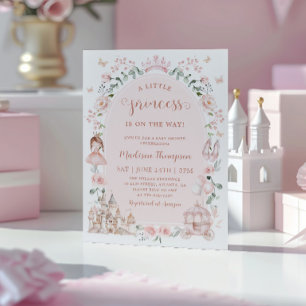 Faire-part de Baby Shower Rose Pâle Princesse Cont