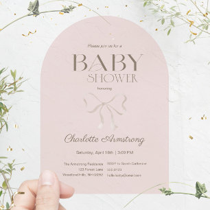 Faire-part de Baby Shower Rose Poussiéreuse Profon