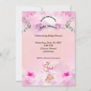 Faire-part de Baby Shower Rose Sage