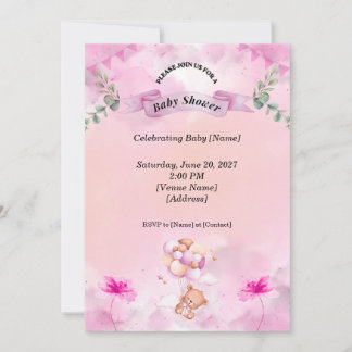 Faire-part de Baby Shower Rose Sage
