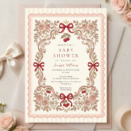 Faire-part de Baby Shower Roses et Rubans