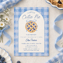 Faire-part de Baby Shower Ruban Gingham Bleuet Mig