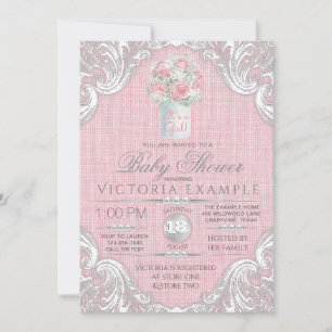 Faire-part de Baby Shower Rustique Bocal en toile
