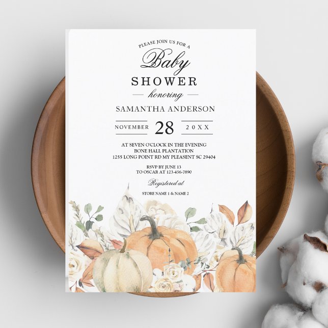 Faire-part de Baby Shower Rustique d'Automne | Aqu (Créateur téléchargé)