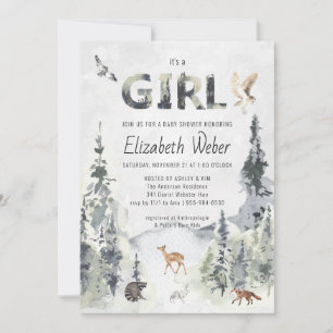 Faire-part de Baby Shower Rustique en Bois et Forê