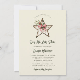 Faire-Part de Baby Shower Rustique Noël Joyeux